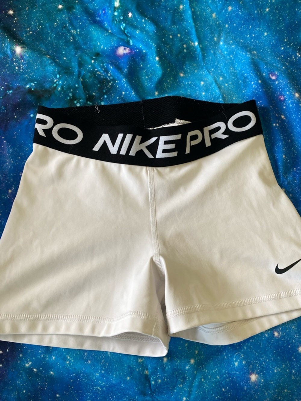 Nike Pro White Women's Performance Bike Shorts with Black Branded Waistband